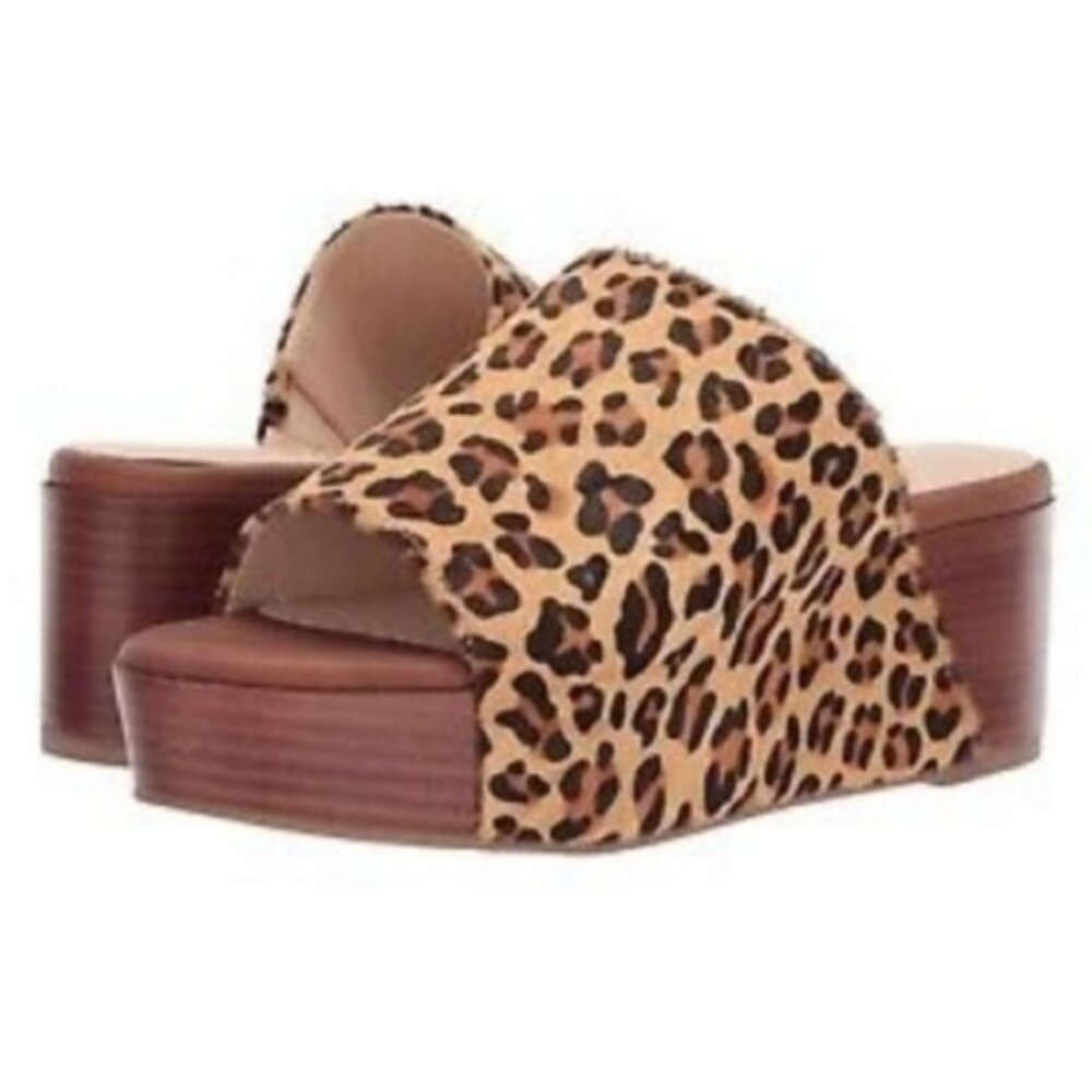 NEW Coconuts by Matisse Freya Platform Wedge Sandal Leopard Print 6 Slide NWT